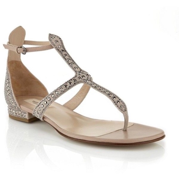 Valentino women’s Microstud embellished suede leather T-strap sandal IT 38 US 8